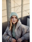 Warm oversize jacket with hood, beige 1537 - Online store - Boutique